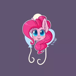 Size: 2300x2300 | Tagged: safe, artist:dsp2003, derpibooru import, part of a set, pinkie pie, earth pony, pony, :p, blushing, bust, cutie mark background, ear fluff, female, looking at you, mare, purple background, signature, silly, simple background, tongue out, white outline