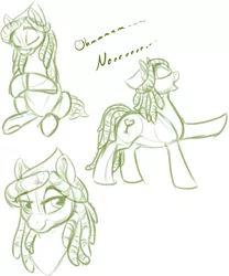 Size: 884x1063 | Tagged: safe, artist:mythpony, derpibooru import, tree hugger, pony, hippie horse noises, horse noises, monochrome, sketch, sketch dump, solo