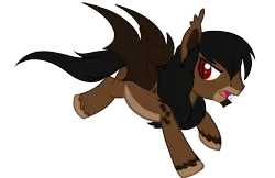 Size: 1024x663 | Tagged: safe, artist:theecchiqueen, deleted from derpibooru, derpibooru import, oc, oc:octavus, unofficial characters only, bat pony, pony, base used, bat pony oc, fangs, looking back, male, open mouth, simple background, slit eyes, solo, stallion, transparent background