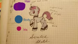 Size: 640x360 | Tagged: safe, artist:skritchsketch, derpibooru import, oc, oc:skritch sketch, unofficial characters only, graph paper, lined paper, solo, traditional art