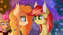 Size: 4000x2250 | Tagged: safe, artist:crash9902, derpibooru import, bright mac, mayor mare, pear butter, the perfect pear, brightbutter, female, male, night, non-dyed mayor, rcf community, scene interpretation, shipping, straight, younger