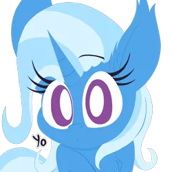 Size: 8000x8000 | Tagged: safe, artist:dragonpone, derpibooru import, trixie, pony, unicorn, absurd resolution, chest fluff, cute, dialogue, diatrixes, ear fluff, female, looking at you, mare, raised eyebrow, simple background, smiling, solo, transparent background, yo