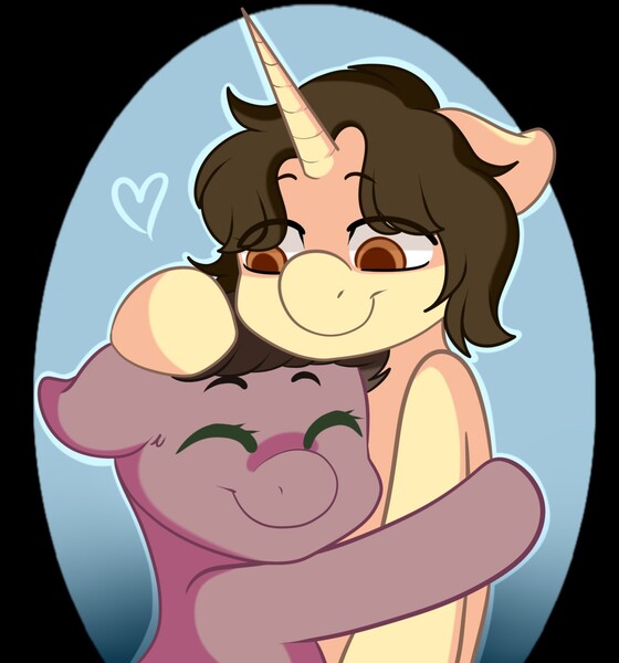 Size: 1194x1280 | Tagged: safe, artist:hyperion-jack, derpibooru import, unicorn, brothers, dean winchester, duo, duo male, hug, male, sam winchester, stallion