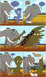 Size: 2000x3301 | Tagged: safe, artist:mlp-silver-quill, derpibooru import, princess celestia, oc, oc:clutterstep, oc:imani, alicorn, earth pony, pony, comic:imani, ants, comic, mud, savanna