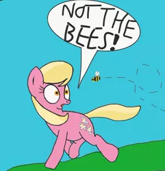 Size: 520x539 | Tagged: safe, artist:lostbrony, derpibooru import, lily, lily valley, bee, earth pony, pony, female, funny, mare, not the bees, solo