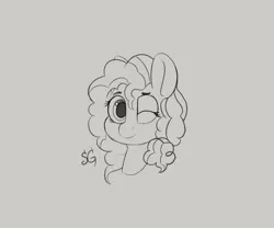 Size: 6000x5000 | Tagged: safe, artist:sunlightgryphon, derpibooru import, pear butter, earth pony, pony, absurd resolution, female, mare, one eye closed, sketch, wink