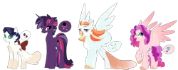 Size: 5000x1982 | Tagged: safe, artist:theroyalartofna, derpibooru import, oc, unofficial characters only, classical hippogriff, hippogriff, hybrid, pony, unicorn, my little pony: the movie, adoptable, bow, colored sclera, female, green eyes, green sclera, interspecies offspring, magical lesbian spawn, mare, offspring, parent:capper, parent:captain celaeno, parent:pinkie pie, parent:princess skystar, parent:rainbow dash, parent:rarity, parent:tempest shadow, parent:twilight sparkle, parents:capperity, parents:celaenodash, parents:skypie, parents:tempestlight, raised claw, simple background, tail bow, transparent background