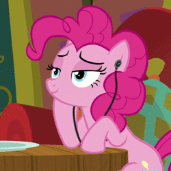 Size: 508x508 | Tagged: safe, artist:anonshy, derpibooru import, edit, edited edit, edited screencap, screencap, pinkie pie, spice up your life, alex s., animated, bedroom eyes, earbuds, music, solo, sound, webm