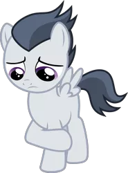 Size: 3000x4062 | Tagged: safe, artist:sollace, derpibooru import, rumble, pony, marks and recreation, .svg available, colt, cute, foal, male, rumblebetes, sad, simple background, solo, transparent background, unsure, vector, woobie