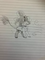 Size: 2448x3264 | Tagged: safe, artist:maximumbark, derpibooru import, oc, oc:princess garbage, unofficial characters only, unicorn, lined paper, solo, traditional art