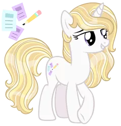 Size: 1425x1493 | Tagged: safe, artist:elskafox, derpibooru import, oc, oc:ricotta glow, unofficial characters only, unicorn, blonde, reference sheet, shiny, simple background, solo, transparent background