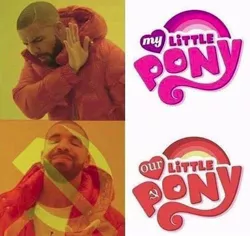 Size: 750x708 | Tagged: barely pony related, communism, derpibooru import, drake, exploitable meme, hammer and sickle, hotline bling, human, irl, irl human, logo, meme, my little pony logo, our little pony, photo, politics, safe