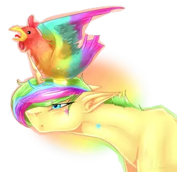 Size: 3185x3105 | Tagged: safe, artist:lastaimin, derpibooru import, oc, oc:twin star, chicken, pony, unicorn, high res, male, simple background, solo, stallion, transparent background