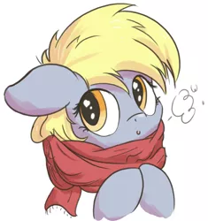 Size: 1768x1878 | Tagged: safe, artist:bugplayer, derpibooru import, edit, derpy hooves, pegasus, pony, breath, bugplayer is trying to murder us, clothes, cropped, cute, daaaaaaaaaaaw, derpabetes, female, mare, scarf, simple background, solo, underp, white background, wingding eyes