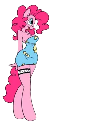 Size: 956x1280 | Tagged: anthro, artist:dahliabee, breasts, busty pinkie pie, cleavage, clothes, colored, derpibooru import, dress, female, pinkie pie, simple background, solo, solo female, suggestive, transparent background, unguligrade anthro