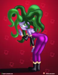 Size: 3090x4000 | Tagged: suggestive, artist:dieart77, derpibooru import, mane-iac, equestria girls, ass, breasts, butt, commission, equestria girls-ified, female, high res, looking at you, looking back, patreon, patreon logo, peace sign, pose, sexy, skintight clothes, smiling, solo, solo female