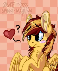 Size: 1044x1280 | Tagged: safe, artist:sweet-mayhem, derpibooru import, oc, oc:archi sketch, unnamed oc, unofficial characters only, pegasus, pony, :p, blushing, cute, heart, male, solo, tongue out, ych result