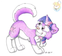 Size: 960x860 | Tagged: artist:silversimba01, collie, cutie mark, derpibooru import, dog, dogified, female, happy, horn, safe, species swap, tail, traditional art, twilight barkle, twilight sparkle