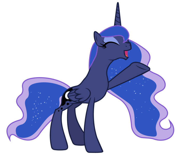 Size: 6000x5300 | Tagged: safe, artist:90sigma, derpibooru import, edit, editor:slayerbvc, vector edit, princess luna, alicorn, pony, luna eclipsed, absurd resolution, accessory-less edit, barehoof, female, mare, missing accessory, raised hoof, simple background, solo, transparent background, vector