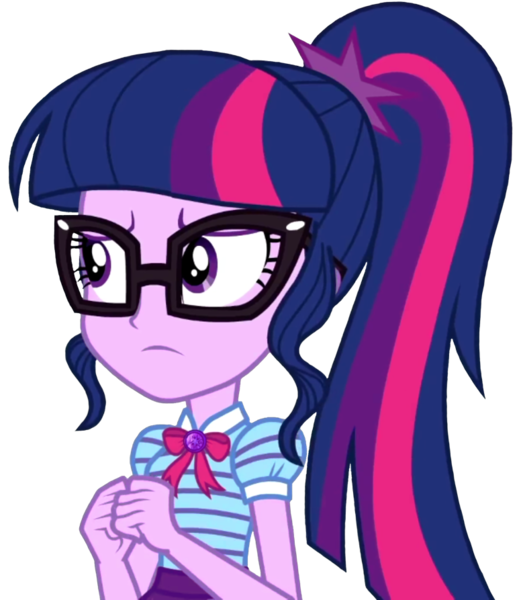 Size: 776x893 | Tagged: safe, artist:thebarsection, derpibooru import, sci-twi, twilight sparkle, equestria girls, equestria girls series, clothes, female, glasses, simple background, solo, transparent background, worried