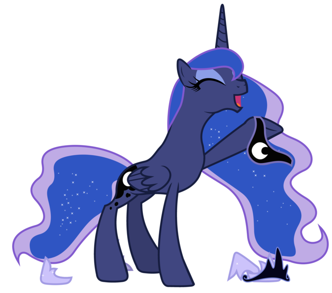 Size: 6000x5300 | Tagged: safe, artist:90sigma, derpibooru import, edit, edited edit, editor:slayerbvc, vector edit, princess luna, alicorn, pony, luna eclipsed, absurd resolution, accessory-less edit, barehoof, crown, female, happy, hoof shoes, jewelry, mare, peytral, raised hoof, regalia, simple background, solo, transparent background, undressing, vector