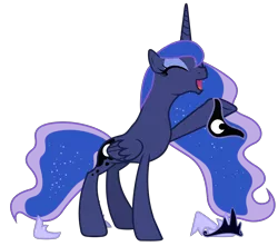 Size: 6000x5300 | Tagged: safe, artist:90sigma, derpibooru import, edit, edited edit, editor:slayerbvc, vector edit, princess luna, alicorn, pony, luna eclipsed, absurd resolution, accessory-less edit, barehoof, crown, female, happy, hoof shoes, jewelry, mare, peytral, raised hoof, regalia, simple background, solo, transparent background, undressing, vector