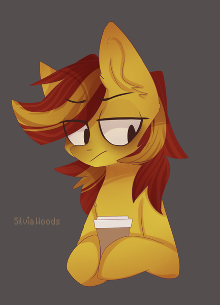 Size: 1115x1546 | Tagged: safe, artist:silvia woods, derpibooru import, oc, oc:archi sketch, unofficial characters only, pegasus, pony, coffee, male, simple background, solo