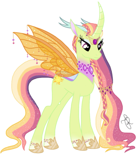 Size: 1819x2048 | Tagged: artist:ilaria122, base used, changedling, changedling oc, changeling, changepony, derpibooru import, female, hybrid, next generation, oc, oc:princess heaven serenity, offspring, parent:princess celestia, parents:thoralestia, parent:thorax, safe, simple background, solo, transparent background, unofficial characters only