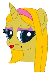 Size: 864x1260 | Tagged: safe, artist:venomns, derpibooru import, oc, oc:gold digger, pony, unicorn, bust, female, lipstick, mare, portrait, simple background, solo, transparent background