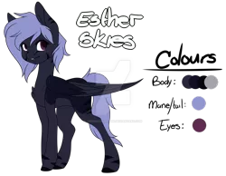 Size: 1024x796 | Tagged: safe, artist:crimsonnight888, derpibooru import, oc, oc:esther skies, pegasus, pony, female, mare, reference sheet, simple background, solo, transparent background, watermark