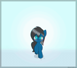 Size: 1000x883 | Tagged: safe, artist:n0nnny, derpibooru import, part of a set, oc, oc:blue pone, earth pony, pony, animated, blushing, coming at you, cute, daaaaaaaaaaaw, eyes closed, female, frame by frame, galloping, gif, gift art, glomp, happy, hug, incoming hug, it's coming right at us, looking at you, mare, n0nnny is trying to murder us, n0nnny's run and hug, offscreen character, pov, running, smiling, solo, weapons-grade cute