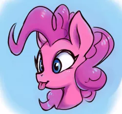 Size: 497x464 | Tagged: safe, artist:sorcerushorserus, derpibooru import, pinkie pie, earth pony, pony, :p, cute, female, mare, ponk, silly, silly pony, simple background, solo, tongue out