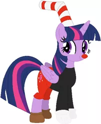Size: 389x479 | Tagged: alicorn, artist:nsmah, artist:user15432, barely pony related, base used, black shirt, clothes, crossover, cuphead, cuphead (character), derpibooru import, gloves, long sleeves, long sleeve shirt, my little pony, red nose, safe, shirt, shoes, shorts, straw, studio mdhr, twilight sparkle, twilight sparkle (alicorn)
