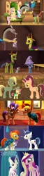 Size: 1920x7560 | Tagged: safe, artist:red4567, derpibooru import, discord, fluttershy, princess cadance, princess flurry heart, shining armor, starlight glimmer, sunburst, thorax, trixie, changedling, changeling, facehugger, pony, 3d, diaper, full circle, holding a pony, king thorax, pacifier, princess facehugger, source filmmaker, upside down