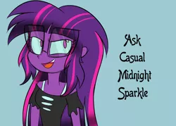 Size: 900x643 | Tagged: safe, artist:wubcakeva, derpibooru import, sci-twi, twilight sparkle, equestria girls, causal midnight sparkle, clothes, glasses, long hair, midnight sparkle, simple background, smiling, solo