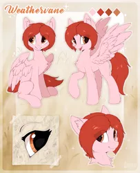 Size: 1037x1280 | Tagged: safe, artist:hioshiru, derpibooru import, oc, oc:weathervane, unofficial characters only, pegasus, pony, blank flank, commission, female, mare, reference, reference sheet, sitting, smiling, spread wings, wings, ych result