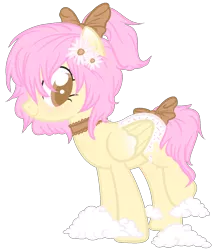 Size: 1200x1394 | Tagged: safe, artist:sugarplanets, derpibooru import, oc, oc:artline, pegasus, pony, bow, choker, cloud, female, flower, flower in hair, hair bow, mare, simple background, solo, tail bow, transparent background