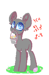 Size: 310x473 | Tagged: safe, artist:wolfs42, derpibooru import, oc, unofficial characters only, animated, basket, commission, cute, easter, easter egg, egg, heart eyes, holiday, pixel art, simple background, solo, transparent background, wingding eyes, ych example, your character here