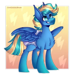 Size: 2499x2591 | Tagged: safe, artist:shyshyoctavia, derpibooru import, oc, oc:stormy dash, unofficial characters only, pegasus, pony, adult foal, chest fluff, diaper, diaper fetish, fetish, male, solo, stallion