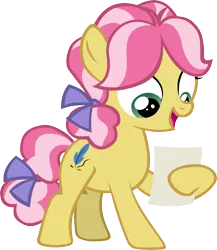 Size: 4147x4781 | Tagged: safe, artist:ironm17, derpibooru import, kettle corn, earth pony, pony, marks and recreation, absurd resolution, happy, paper, reading, simple background, solo, transparent background, vector