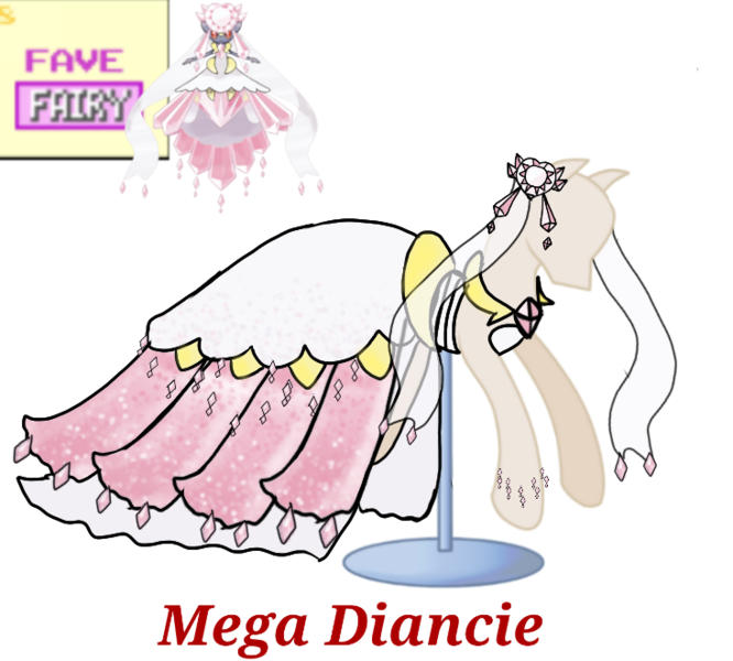 Size: 733x660 | Tagged: artist:ask-nora-the-alicorn, artist:catscat111, artist:catscat112, clothes, derpibooru import, diancie, dress, mannequin, mlp fashion, pokémon, safe, simple background, transparent background