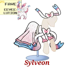 Size: 733x660 | Tagged: artist:ask-nora-the-alicorn, artist:catscat111, artist:catscat112, clothes, derpibooru import, dress, mannequin, mlp fashion, pokémon, safe, simple background, sylveon, transparent background