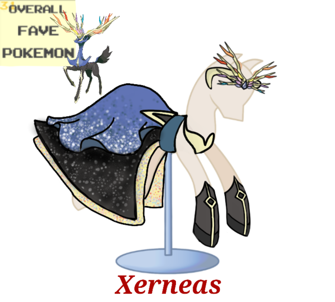 Size: 733x660 | Tagged: artist:ask-nora-the-alicorn, artist:catscat111, artist:catscat112, clothes, derpibooru import, dress, mannequin, mlp fashion, pokémon, safe, simple background, transparent background, xerneas