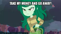 Size: 1280x719 | Tagged: safe, derpibooru import, edit, edited screencap, screencap, wallflower blush, equestria girls, equestria girls series, forgotten friendship, image macro, meme, money, wallflower's backpack