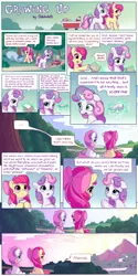 Size: 1200x2400 | Tagged: safe, artist:bobdude0, derpibooru import, apple bloom, sweetie belle, earth pony, pony, unicorn, accent, apple bloom's bow, blank flank, bow, cloud, comic, dialogue, duo, feels, female, filly, food, friendship, glowing horn, hair bow, heartwarming in hindsight, horn, levitation, magic, magic aura, mane bow, mountain, sandwich, sky, speech bubble, sun, sweetie belle's magic brings a great big smile, telekinesis, text, tree, y'all