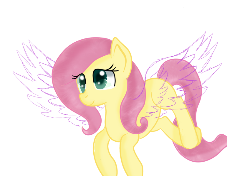 Size: 1800x1400 | Tagged: safe, artist:rainbowtashie, derpibooru import, fluttershy, pegasus, pony, hidden message, incomplete, simple background, sketch, smiling, solo, spread wings, transparent background, wings, wip