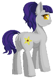 Size: 436x619 | Tagged: safe, artist:gleamydreams, derpibooru import, oc, oc:fruity blossom, unofficial characters only, earth pony, pony, animated, behind, bounce animation, dock, dock piercing, gif, looking at you, piercing, ponytail, simple background, solo, transparent background, ych result