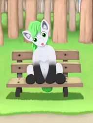 Size: 800x1051 | Tagged: safe, artist:redquoz, derpibooru import, oc, unofficial characters only, pegasus, pony, :p, bench, chest fluff, ear fluff, forest, paintstorm studio, silly, solo, tongue out, tree