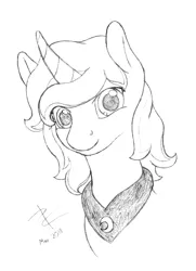 Size: 1100x1521 | Tagged: safe, artist:parallel black, derpibooru import, princess luna, bust, looking at you, monochrome, portrait, redesign, sketch, solo, traditional art