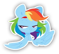 Size: 2796x2540 | Tagged: safe, artist:belka-sempai, derpibooru import, rainbow dash, pegasus, pony, bust, female, high res, lidded eyes, lineless, looking away, mare, portrait, simple background, solo, spread wings, sticker, transparent background, unamused, white outline, wing hands, wings